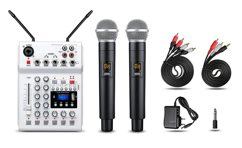 SkyDisco UM-100 Bluetooth Wireless Microphones and Mixer for Online Karaoke