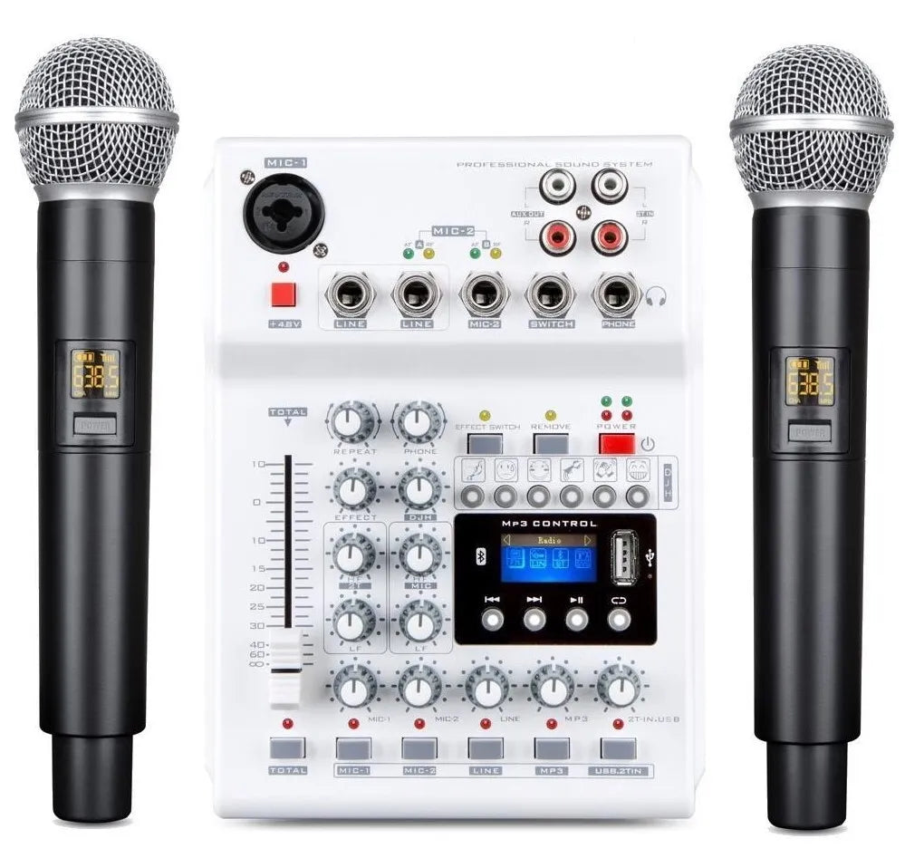 SkyDisco UM-100 Bluetooth Wireless Microphones and Mixer for Online Karaoke