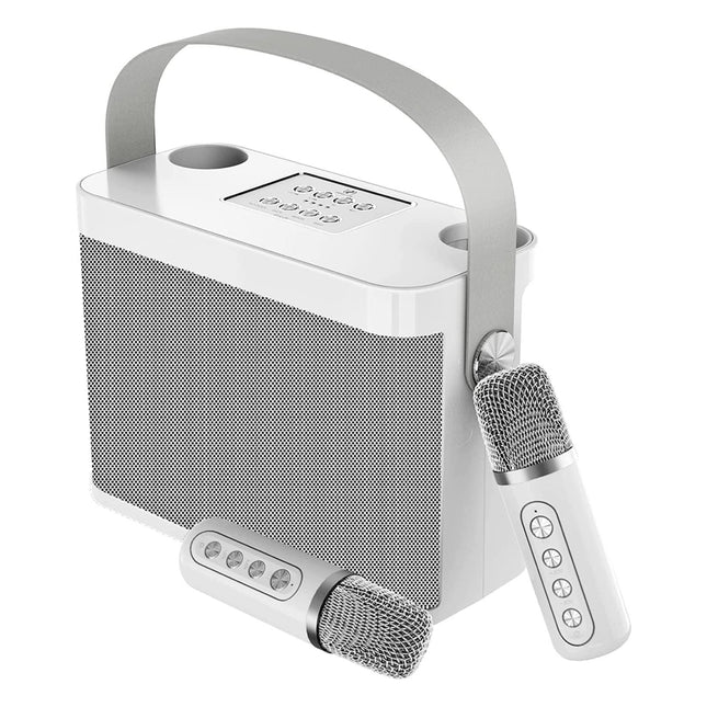 SkyDisco YS-219 Karaoke Machine with 2 Wireless Microphones Portable Speaker 30W Bluetooth - White