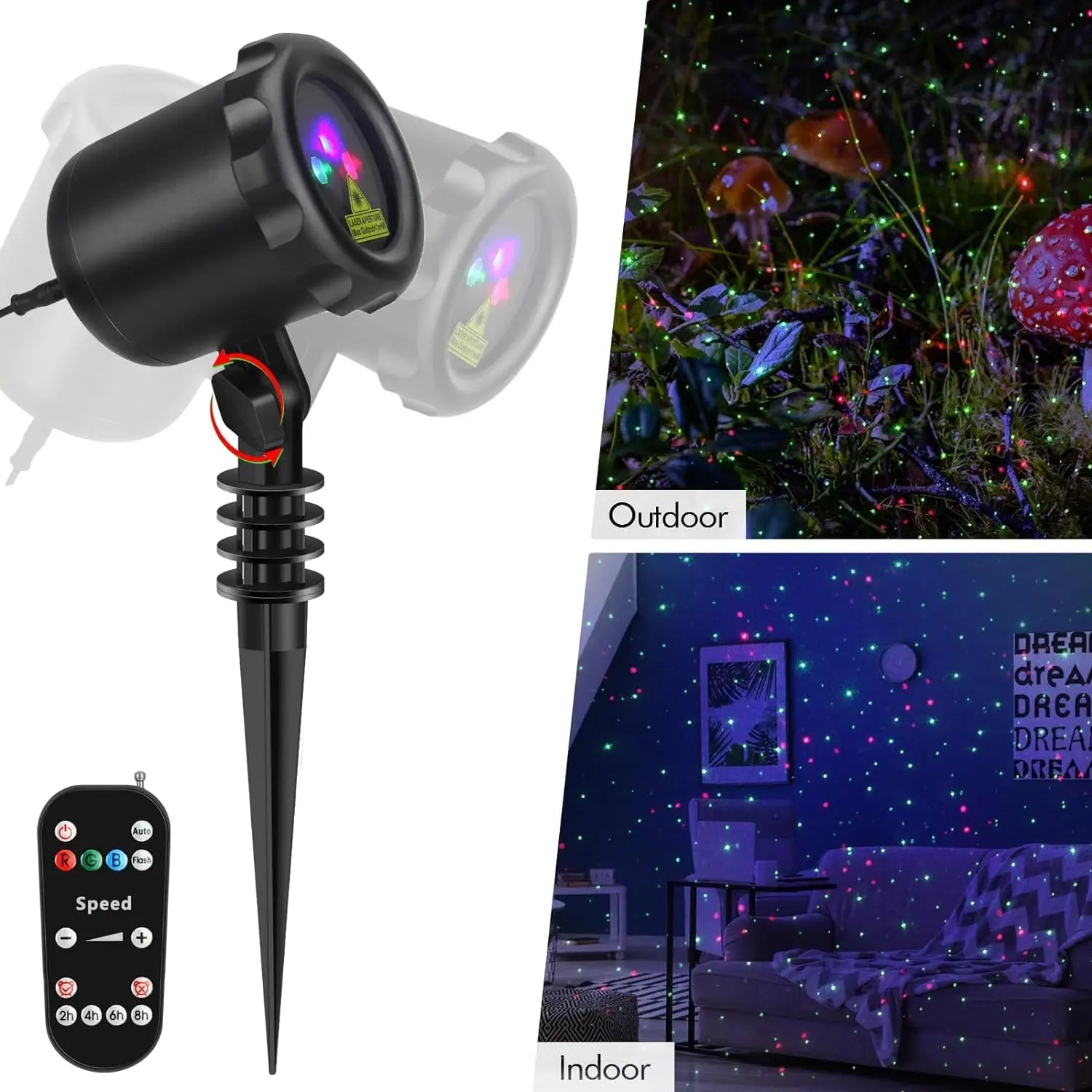 SkyDisco® Garden RG Points 130mW IP65 Outdoor Christmas Laser + Blue LED 