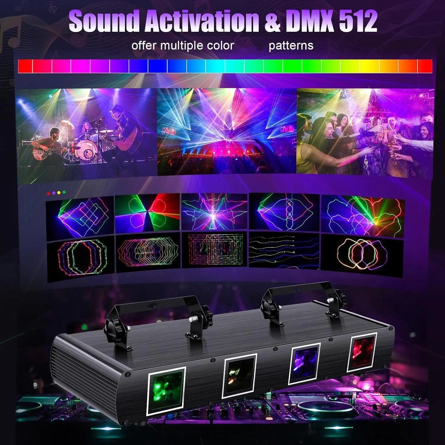 SkyDisco® DJ Laser RGBY-400 4 in 1 Effects Home Party Lights DMX 